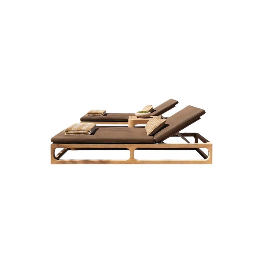 Marina Reclining Outdoor Sun Lounger Daybed, Adjustable Garden Sun Lounger with Waterproof Cushion, Rattan/Teak/Aluminium Patio Day Bed Single for Garden, Poolside & Terrace - Sleek Furniture