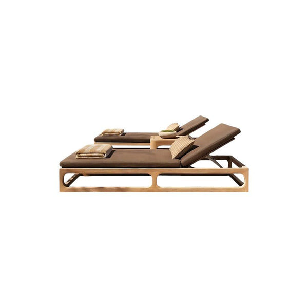 Marina Reclining Outdoor Sun Lounger Daybed, Adjustable Garden Sun Lounger with Waterproof Cushion, Rattan/Teak/Aluminium Patio Day Bed Single for Garden, Poolside & Terrace - Sleek Furniture