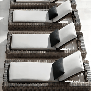 Marina Reclining Outdoor Sun Lounger Daybed, Adjustable Garden Sun Lounger with Waterproof Cushion, Rattan/Teak/Aluminium Patio Day Bed Single for Garden, Poolside & Terrace - Sleek Furniture