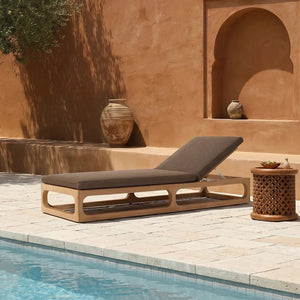 Marina Reclining Outdoor Sun Lounger Daybed, Adjustable Garden Sun Lounger with Waterproof Cushion, Rattan/Teak/Aluminium Patio Day Bed Single for Garden, Poolside & Terrace - Sleek Furniture