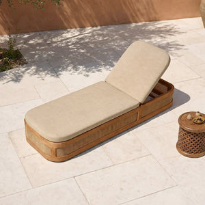 Marina Reclining Outdoor Sun Lounger Daybed, Adjustable Garden Sun Lounger with Waterproof Cushion, Rattan/Teak/Aluminium Patio Day Bed Single for Garden, Poolside & Terrace - Sleek Furniture