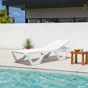 Marlin Sun Lounger Outdoor Daybed, Aluminium Garden Lounger with Mesh Fabric, Modern Patio Sunbed Chair, No Assembly, Poolside Reclining Lounger - Sleek Furniture