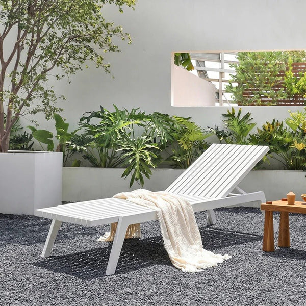 Marlin Sun Lounger Outdoor Daybed, Aluminium Garden Lounger with Mesh Fabric, Modern Patio Sunbed Chair, No Assembly, Poolside Reclining Lounger - Sleek Furniture