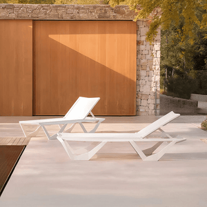 Marlin Sun Lounger Outdoor Daybed, Aluminium Garden Lounger with Mesh Fabric, Modern Patio Sunbed Chair, No Assembly, Poolside Reclining Lounger - Sleek Furniture