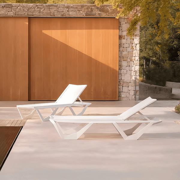 Marlin Sun Lounger Outdoor Daybed, Aluminium Garden Lounger with Mesh Fabric, Modern Patio Sunbed Chair, No Assembly, Poolside Reclining Lounger - Sleek Furniture