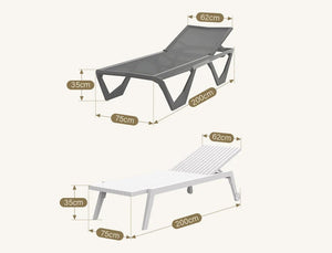 Marlin Sun Lounger Outdoor Daybed, Aluminium Garden Lounger with Mesh Fabric, Modern Patio Sunbed Chair, No Assembly, Poolside Reclining Lounger - Sleek Furniture