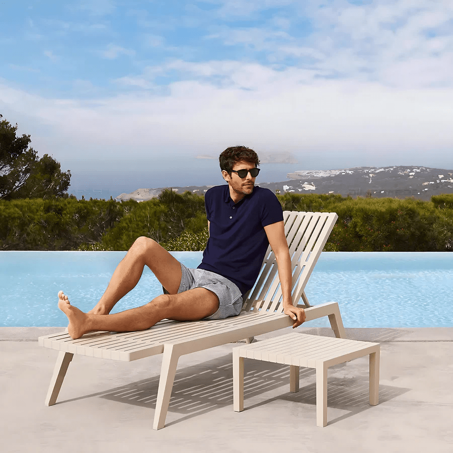 Marlin Sun Lounger Outdoor Daybed, Aluminium Garden Lounger with Mesh Fabric, Modern Patio Sunbed Chair, No Assembly, Poolside Reclining Lounger - Sleek Furniture