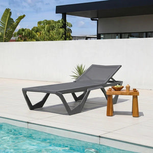 Marlin Sun Lounger Outdoor Daybed, Aluminium Garden Lounger with Mesh Fabric, Modern Patio Sunbed Chair, No Assembly, Poolside Reclining Lounger - Sleek Furniture