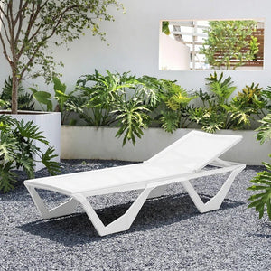Marlin Sun Lounger Outdoor Daybed, Aluminium Garden Lounger with Mesh Fabric, Modern Patio Sunbed Chair, No Assembly, Poolside Reclining Lounger - Sleek Furniture