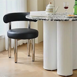 Martinez Small Round Dining Table – Modern Marble Top & Wood Base Round Dining Table (80cm / 90cm / 100cm), Compact Dining Table for 4 – Contemporary Kitchen & Dining Room Furniture - Sleek Furniture