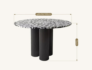 Martinez Small Round Dining Table – Modern Marble Top & Wood Base Round Dining Table (80cm / 90cm / 100cm), Compact Dining Table for 4 – Contemporary Kitchen & Dining Room Furniture - Sleek Furniture