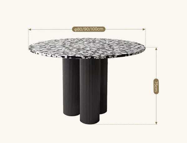 Martinez Small Round Dining Table – Modern Marble Top & Wood Base Round Dining Table (80cm / 90cm / 100cm), Compact Dining Table for 4 – Contemporary Kitchen & Dining Room Furniture - Sleek Furniture
