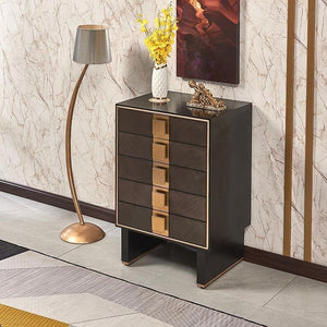 Mavis Black & Gold Chest of Drawers with Modern Storage Design - Sleek Furniture