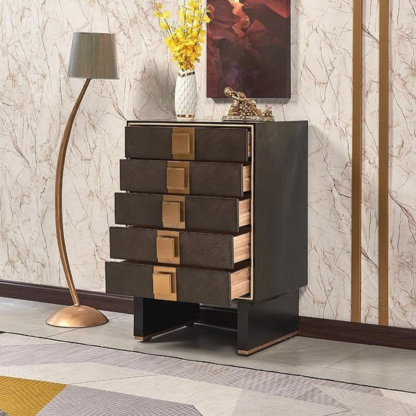 Mavis Black & Gold Chest of Drawers with Modern Storage Design - Sleek Furniture