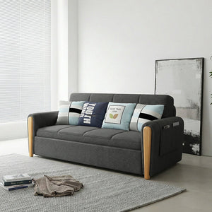 Mavis Two Seater Sofa Bed – Modern Convertible Sofa Couch Bed in Dark Grey Upholstered Linen with High Density Foam, Space Saving Pull Out Guest Bed for Living Room & Bedroom - Sleek Furniture