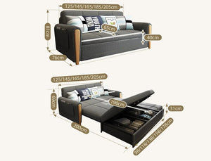 Mavis Two Seater Sofa Bed – Modern Convertible Sofa Couch Bed in Dark Grey Upholstered Linen with High Density Foam, Space Saving Pull Out Guest Bed for Living Room & Bedroom - Sleek Furniture