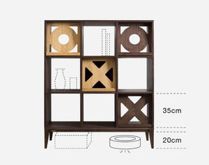 Maze Shelving Unit Bookcase in Rosewood & Oak – Modern Wooden Storage Display Shelf for Living Room, Office & Study - Sleek Furniture