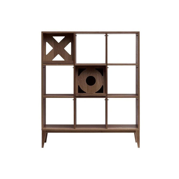 Maze Shelving Unit Bookcase in Rosewood & Oak – Modern Wooden Storage Display Shelf for Living Room, Office & Study - Sleek Furniture