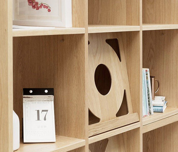 Maze Shelving Unit Bookcase in Rosewood & Oak – Modern Wooden Storage Display Shelf for Living Room, Office & Study - Sleek Furniture