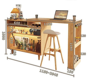 Melissa Folding Bar Table Set with Sideboard – Space - Saving Wooden Home Bar Unit, Light Oak Finish, Modern Kitchen & Dining Furniture - Sleek Furniture