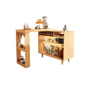 Melissa Folding Bar Table with Sideboard Storage Unit, Light Oak Wooden Breakfast Bar Table, Space Saving Foldable Dining Table for Kitchen, Home Bar & Small Spaces - Sleek Furniture