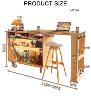 Melissa Folding Bar Table with Sideboard Storage Unit, Light Oak Wooden Breakfast Bar Table, Space Saving Foldable Dining Table for Kitchen, Home Bar & Small Spaces - Sleek Furniture