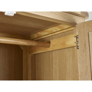 Memphis Limed Oak 2 Door 1 Drawer Wooden Wardrobe with Hanging Rail & Storage Drawer - Sleek Furniture