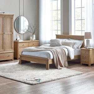 Memphis Limed Oak 2 Door 1 Drawer Wooden Wardrobe with Hanging Rail & Storage Drawer - Sleek Furniture