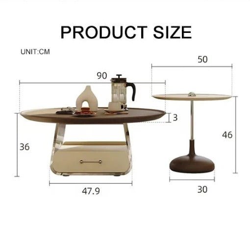 Meral Modern Stainless Steel Coffee Table Set | Contemporary Stylish Center Tables for Living Room Décor - Sleek Furniture