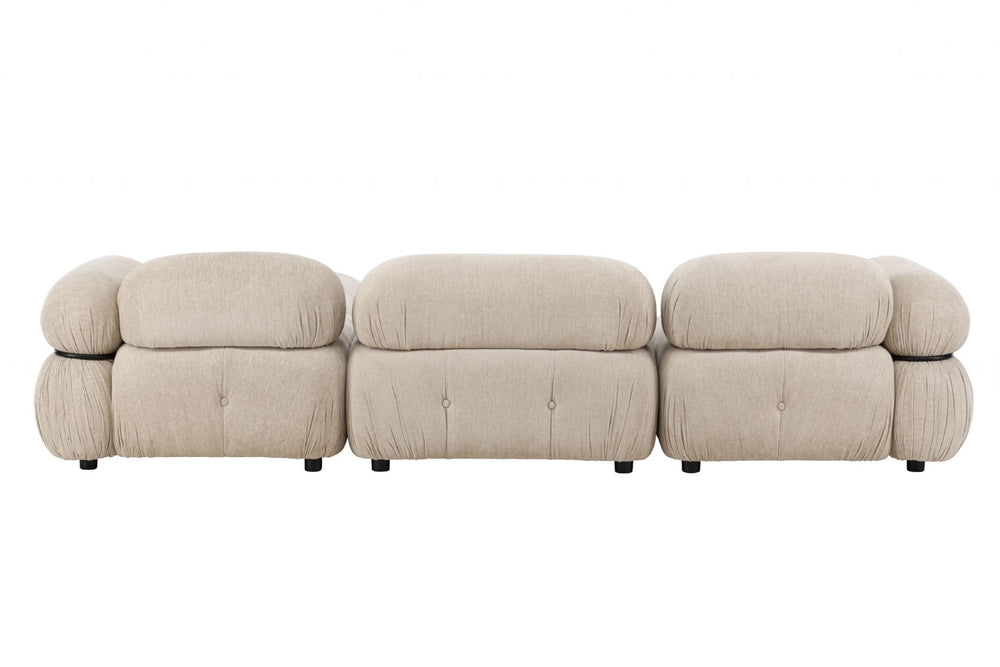 Mika 4-Module Corner Sofa in Beige | Spacious Modular Sofa with Black Legs