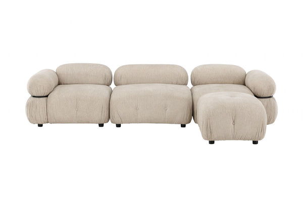Mika 4-Module Corner Sofa in Beige | Spacious Modular Sofa with Black Legs