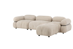 Mika 4-Module Corner Sofa in Beige | Spacious Modular Sofa with Black Legs