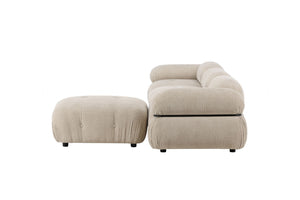 Mika 4-Module Corner Sofa in Beige | Spacious Modular Sofa with Black Legs