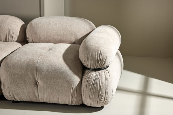 Mika 4-Module Corner Sofa in Beige | Spacious Modular Sofa with Black Legs