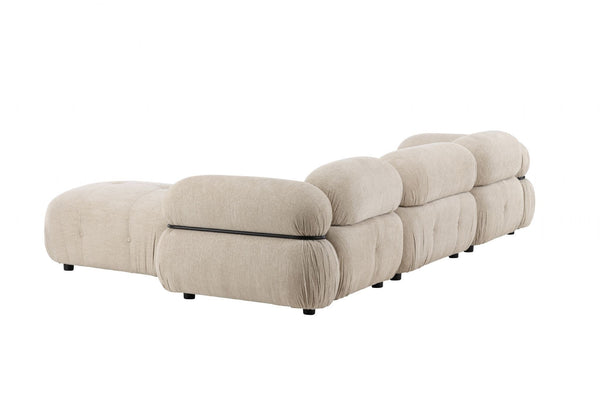 Mika 4-Module Corner Sofa in Beige | Spacious Modular Sofa with Black Legs