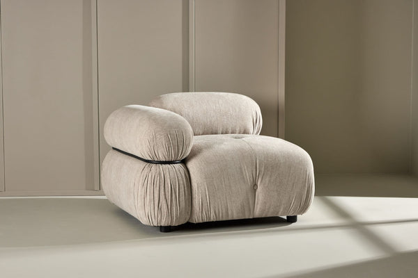 Mika 4-Module Corner Sofa in Beige | Spacious Modular Sofa with Black Legs