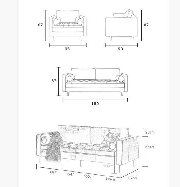 Minimalist Real Leather Three Seater Sofa – Modern Living Room Couch with High-Density Foam Cushions, Removable Seat Cushions, Durable Metal Legs - Sleek Furniture