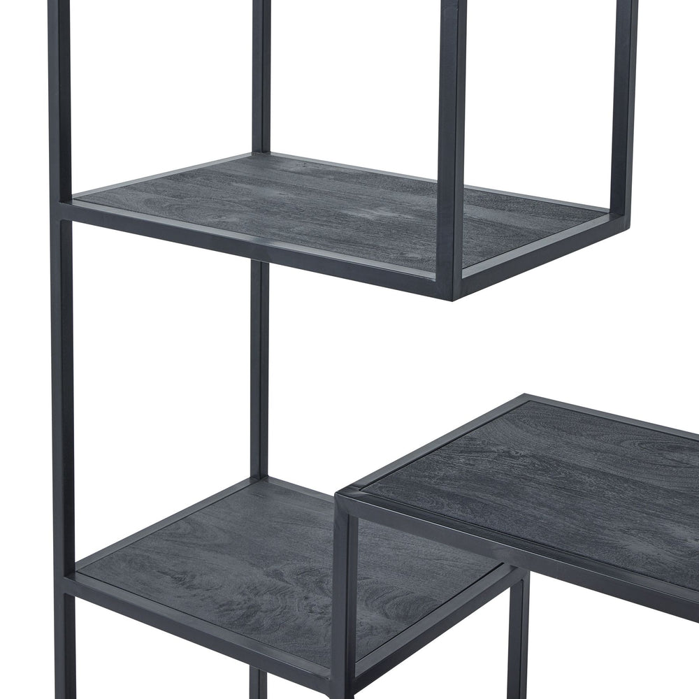 Large Black Multi Shelf Unit – 7 Tier Display Shelving with Contemporary Metal & Wood Design | 22714 - My Store
