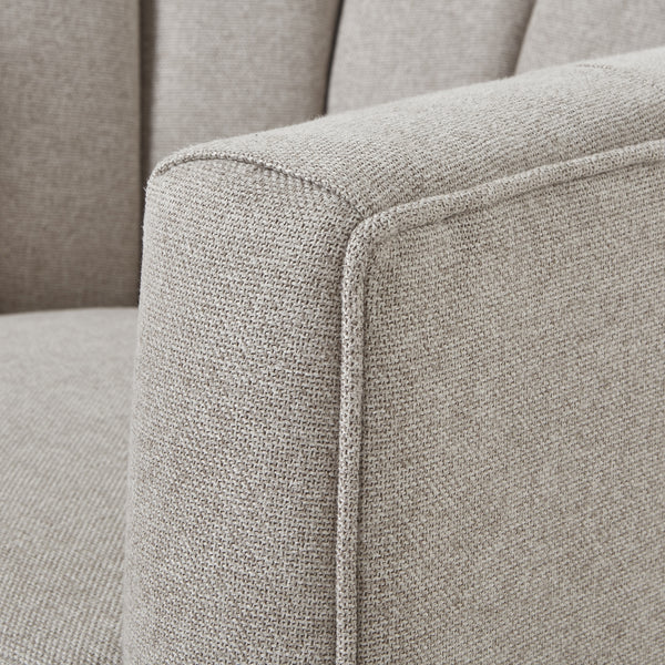 Lily Swivel Chair in Oatmeal Twill – Modern Fabric & Wood Accent Chair - My Store
