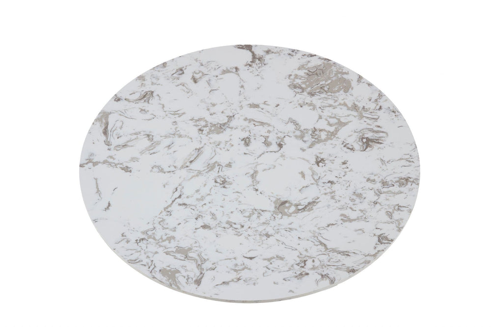 Mmilo White Round Marble Dining Table | 100cm Engineered Marble Top with Black Base