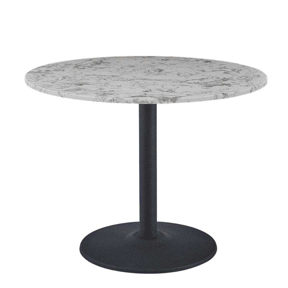 Mmilo White Round Marble Dining Table | 100cm Engineered Marble Top with Black Base