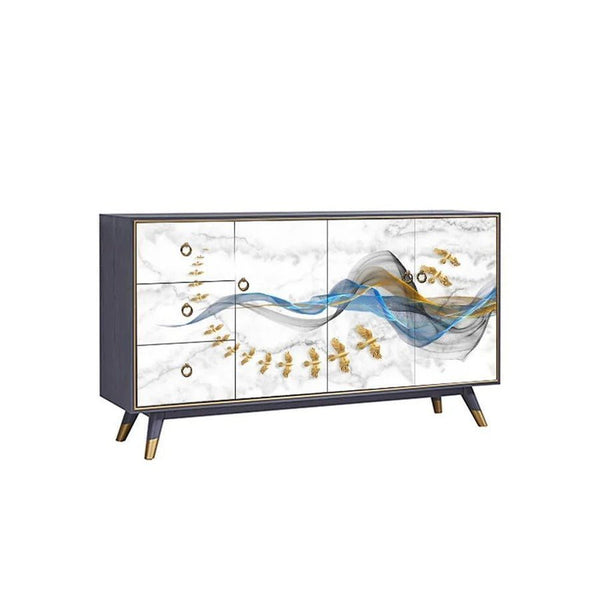 Modern Black Sideboard Cabinet with Metal Frame – Contemporary MDF Storage Unit with Painted Steel Legs for Living Room, Dining Room & Hallway - Sleek Furniture