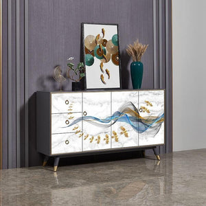 Modern Black Sideboard Cabinet with Metal Frame – Contemporary MDF Storage Unit with Painted Steel Legs for Living Room, Dining Room & Hallway - Sleek Furniture