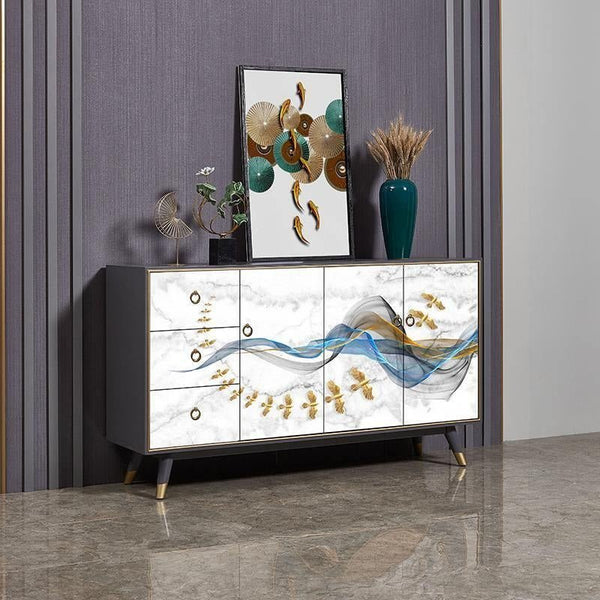Modern Black Sideboard Cabinet with Metal Frame – Contemporary MDF Storage Unit with Painted Steel Legs for Living Room, Dining Room & Hallway - Sleek Furniture
