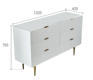 Modern Gold & White Sideboard Cabinet with Metal Legs – Contemporary Storage Unit for Living Room, Dining Room & Hallway - Sleek Furniture