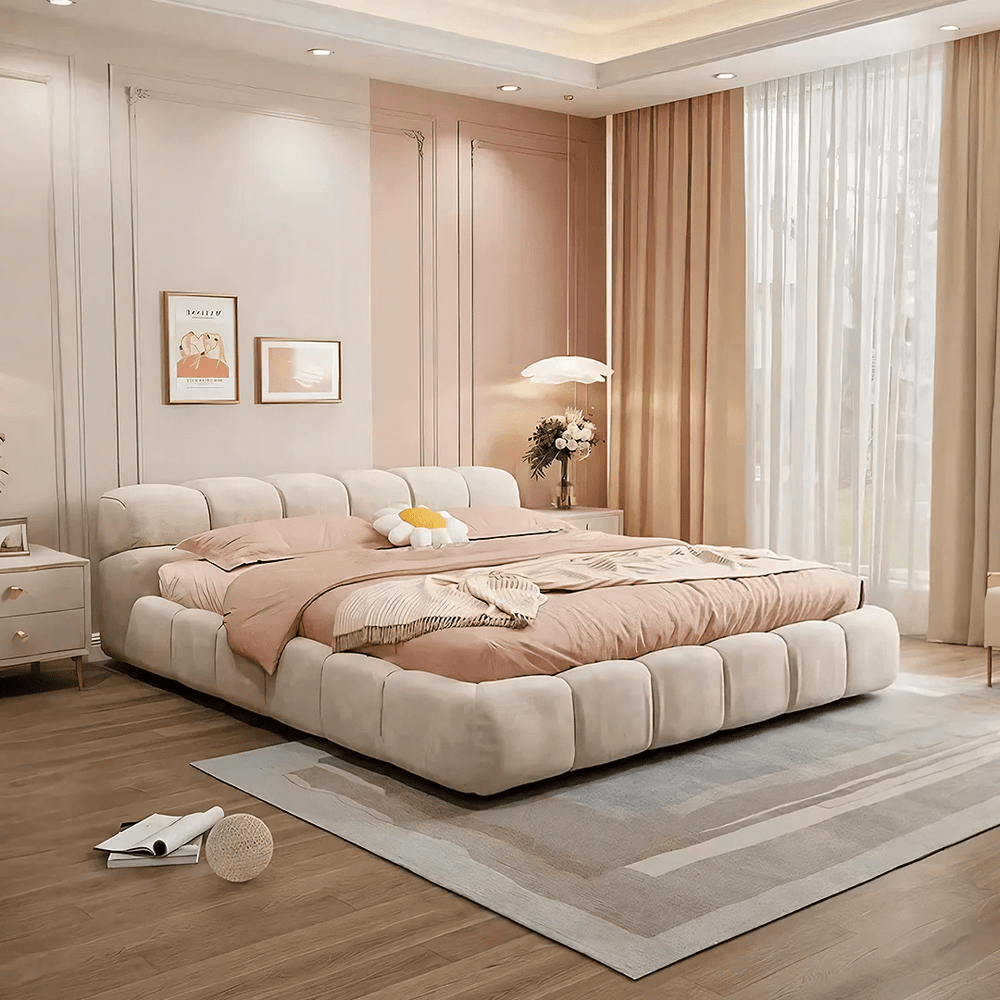 Modern Mamie Velvet Ottoman Storage Bed Frame with Gaslift Lift - Up Storage, Upholstered King Size Bed, Available in Multiple Sizes & Colours - Sleek Furniture