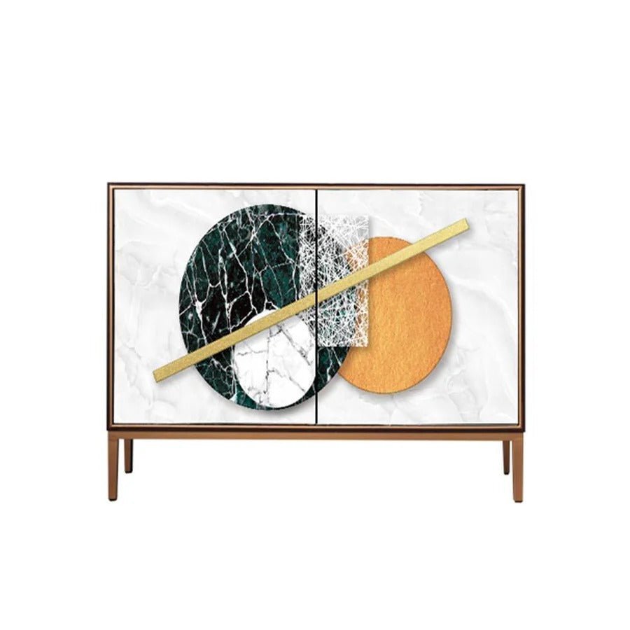 Modern Sewill Sideboard Cabinet – White & Black Storage Unit with Metal Frame, Contemporary Wooden Buffet Cabinet for Living Room, Dining Room & Hallway - Sleek Furniture