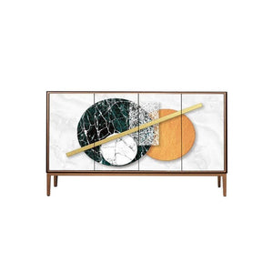 Modern Sewill Sideboard Cabinet – White & Black Storage Unit with Metal Frame, Contemporary Wooden Buffet Cabinet for Living Room, Dining Room & Hallway - Sleek Furniture
