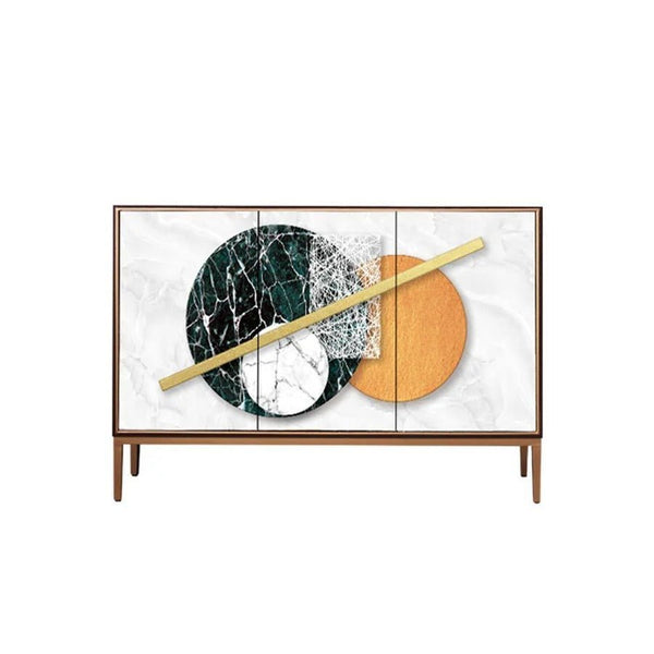 Modern Sewill Sideboard Cabinet – White & Black Storage Unit with Metal Frame, Contemporary Wooden Buffet Cabinet for Living Room, Dining Room & Hallway - Sleek Furniture
