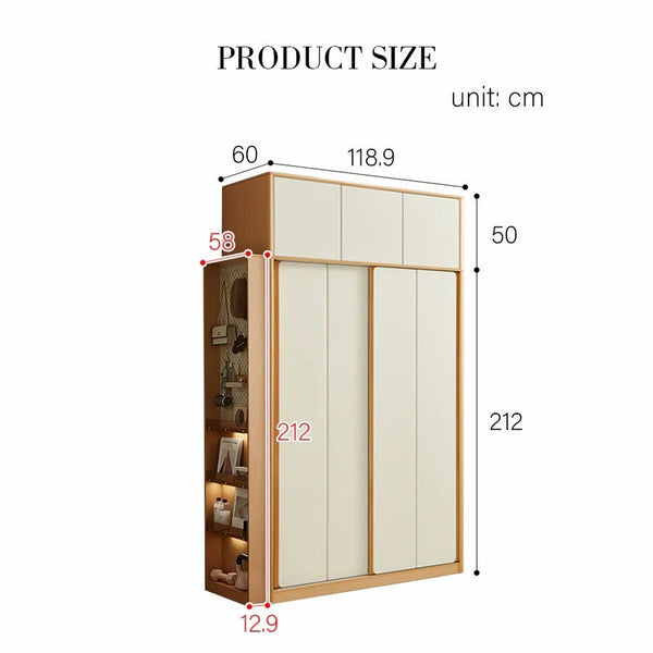 Modern Sliding Door Wardrobe with Mirror Option – Contemporary MDF Storage Closet in White & Oak Finish - Sleek Furniture